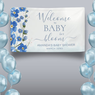 Baby in Bloom Welkom Jongen Blauwe Bloemendouche Spandoek