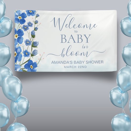 Baby in Bloom Welkom Jongen Blauwe Bloemendouche Spandoek