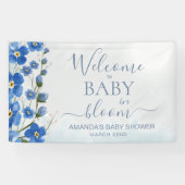 Baby in Bloom Welkom Jongen Blauwe Bloemendouche Spandoek (Horizontaal)