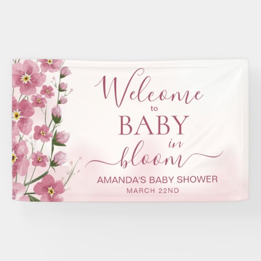 Baby in Bloom Welkom Meisje Roze Bloemen Douche Spandoek (Horizontaal)
