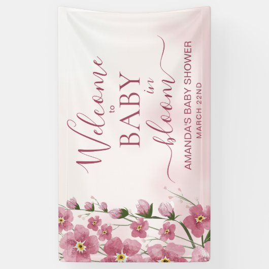 Baby in Bloom Welkom Meisje Roze Bloemen Douche Spandoek (Verticaal)
