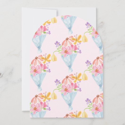 Baby in Bloom Whimsical Blue en roze Baby shower Kaart (Achterkant)