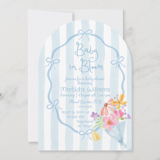 Baby in Bloom Whimsical Blue en roze Baby shower Kaart (Voorkant)