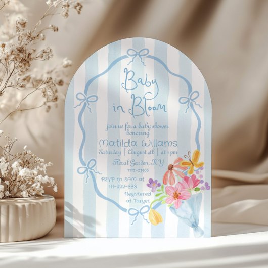 Baby in Bloom Whimsical Blue en roze Baby shower Kaart