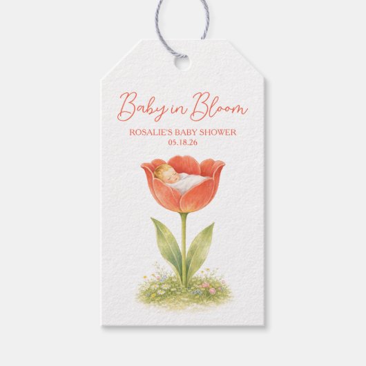 Baby in Bloom Whimsical Garden Boho Baby Shower Cadeaulabel (Voorkant)