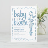 Baby in Bloom Whimsical Hand Drawn Boy Baby shower Kaart (Staand voorkant)
