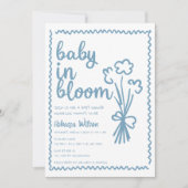Baby in Bloom Whimsical Hand Drawn Boy Baby shower Kaart (Voorkant)