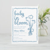Baby in Bloom Whimsical Hand Drawn Boy Baby shower Kaart (Staand voorkant)