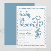 Baby in Bloom Whimsical Hand Drawn Boy Baby shower Kaart (Voorkant / Achterkant)