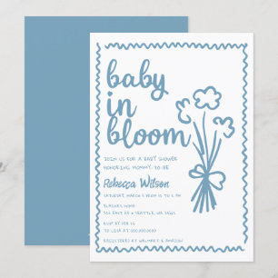 Baby in Bloom Whimsical Hand Drawn Boy Baby shower Kaart