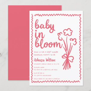 Baby in Bloom Whimsical HandDrawn Girl Baby shower Kaart