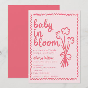 Baby in Bloom Whimsical HandGetekende Meisje Baby Kaart