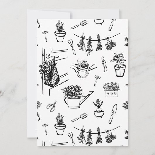 Baby in Bloom Whimsical Zwart-wit Baby shower Kaart (Achterkant)