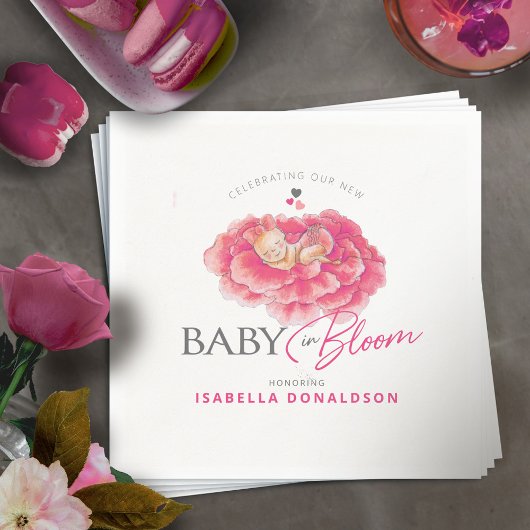 Baby in Bloom whimsy hand waterverf baby shower Servet