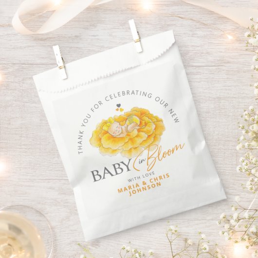 Baby in Bloom whimsy waterverf geel baby shower Bedankzakje (Geknipt)