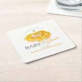 Baby in Bloom whimsy waterverf geel baby shower Kartonnen Onderzetters (Schuin)