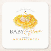 Baby in Bloom whimsy waterverf geel baby shower Kartonnen Onderzetters (Voorkant)