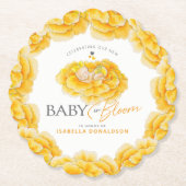 Baby in Bloom whimsy waterverf geel baby shower Kartonnen Onderzetters (Voorkant)