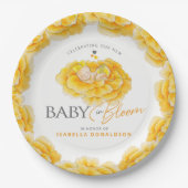 Baby in Bloom whimsy waterverf geel baby shower Papieren Bordje (Voorkant)