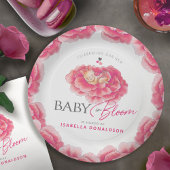 Baby in Bloom whimsy waterverf roze baby shower Papieren Bordje