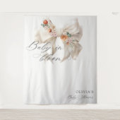 Baby in Bloom White Bow Floral Baby shower Wandkleed (Voorkant)