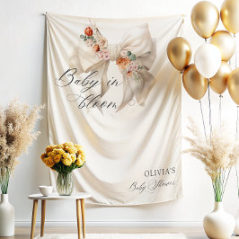 Baby in Bloom White Bow Floral Baby shower Wandkleed