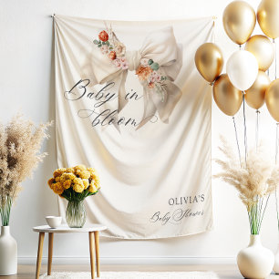 Baby in Bloom White Bow Floral Baby shower Wandkleed