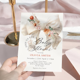 Baby in Bloom White Bow Herfst Floral Baby shower Kaart