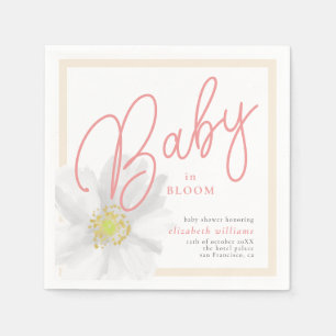 Baby in Bloom White Daisy Floral Baby shower Servet