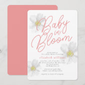 Baby in Bloom White Daisy Theme Baby shower Kaart (Voorkant / Achterkant)