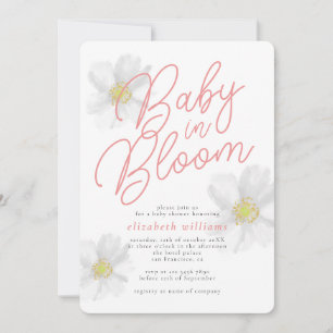 Baby in Bloom White Daisy Theme Baby shower Kaart