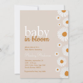 Baby in Bloom White Flower Baby shower Invitation Kaart