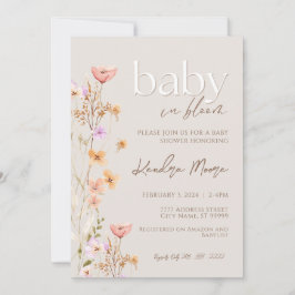 Baby In Bloom Wild Flower Baby shower Invitation Kaart