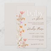 Baby In Bloom Wild Flower Baby shower Invitation Kaart (Voorkant / Achterkant)