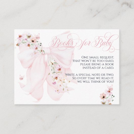 Baby in Bloom Wild Flower Bow Spring Baby shower Informatiekaartje (Voorkant)