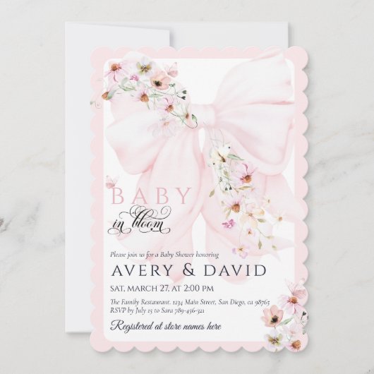 Baby in Bloom Wild Flower Bow Spring Baby shower Kaart (Voorkant)