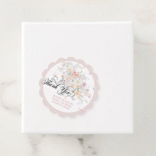 Baby in Bloom Wild Flower Butterfly Baby shower Bedankjes Labels (In situ)