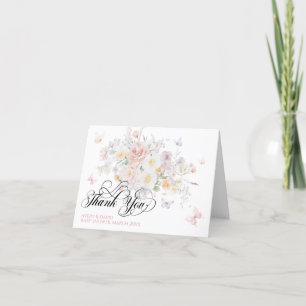 Baby in Bloom Wild Flower Butterfly Baby shower Bedankkaart