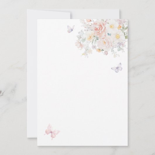 Baby in Bloom Wild Flower Butterfly Baby shower Bedankkaart (Achterkant)