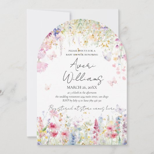 Baby in Bloom Wild Flower Butterfly Baby shower Kaart (Voorkant)