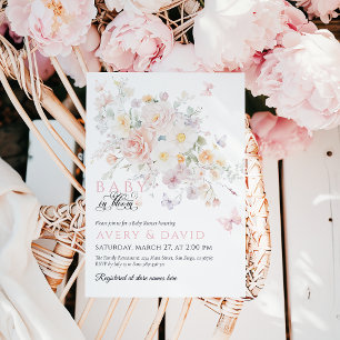 Baby in Bloom Wild Flower Butterfly Baby shower Kaart
