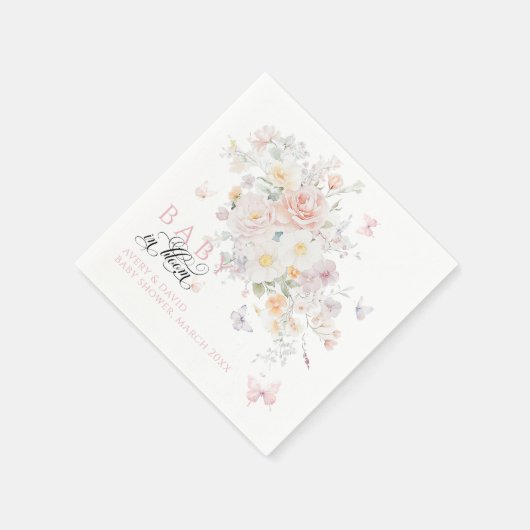 Baby in Bloom Wild Flower Butterfly Baby shower Servet (Hoek)