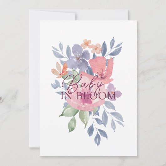 Baby in Bloom Wild Flower Waterverf Baby shower Kaart (Achterkant)