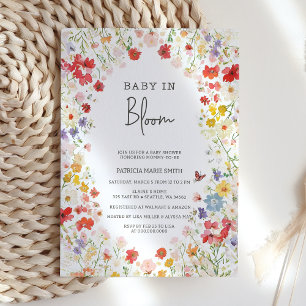 Baby in Bloom Wildbloemen Baby Meisje Baby shower Kaart