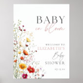 Baby in Bloom Wildbloemen Baby shower Welkomstteke Poster (Voorkant)