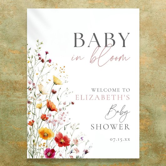 Baby in Bloom Wildbloemen Baby shower Welkomstteke Poster
