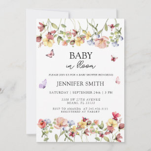 Baby in Bloom Wilde Bloem Baby Shower  Kaart