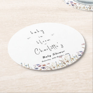 Baby In Bloom Wilde Bloem Baby Shower Ronde Kartonnen Onderzetter