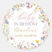 Baby In Bloom Wilde Bloem Baby Shower Sticker (Voorkant)