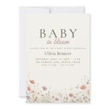 Baby in Bloom Wilde Bloem Baby Shower Uitnodiging